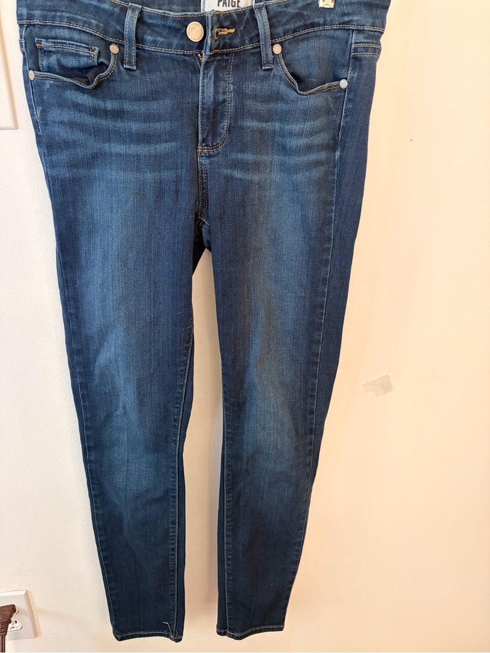 PAIGE Mid to Dark Blue Skinny Jeans